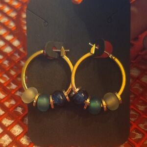 Brighton Gold and Blue Beaded Earrings